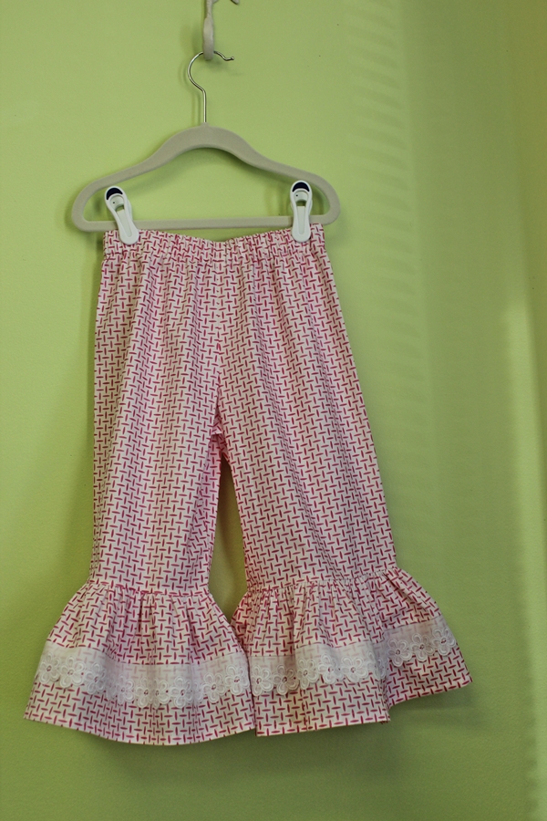 Summertime Collection - Girl's Pink and White Ruffle Pants